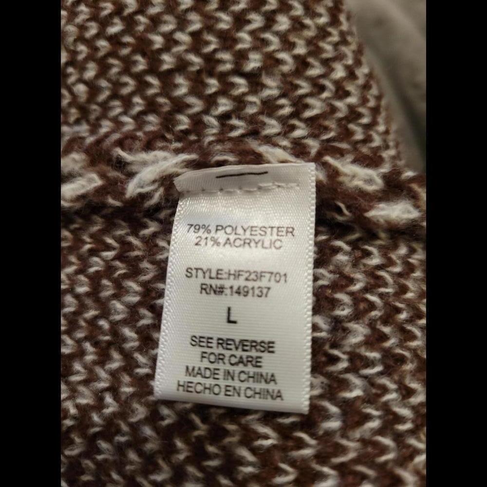 NWT HYFVE Large brown & white chevron cardigan sweater - Picture 4 of 4